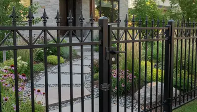 Black ornamental metal fence installation by landscaping experts in Denver, CO