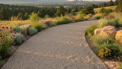 Pea gravel garden path with defined borders by Chop Chop Landscaping in Denver, CO