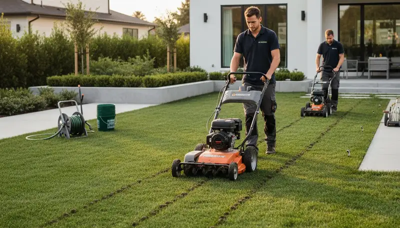 Denver, CO lawn aeration service improving compacted soil and grass health