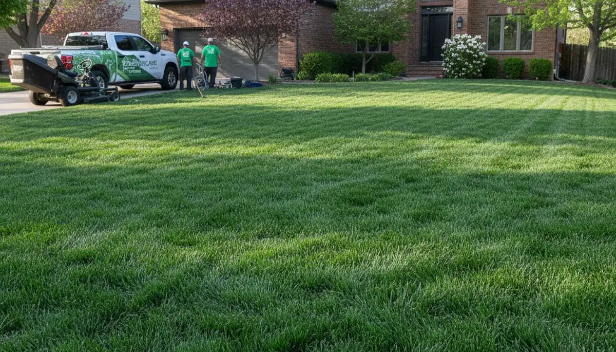 Lush, weed-free residential lawn showing professional lawn care results in Denver, CO