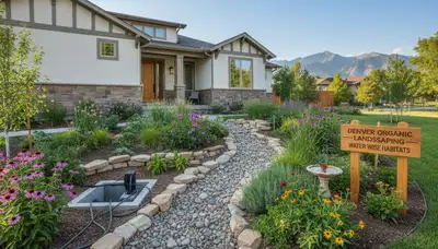 Denver CO rain garden with sustainable water system by organic landscaping experts