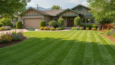 Lush green lawn at a Denver CO home maintained by professional landscaping experts
